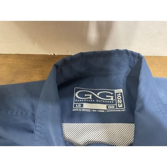 Game Guard Shirt Mens L Blue Outdoor Vented Button Pocket Fishing Performance - Picture 4 of 10